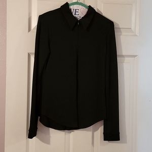 Theory Black Form Zipper Top Sz S/P